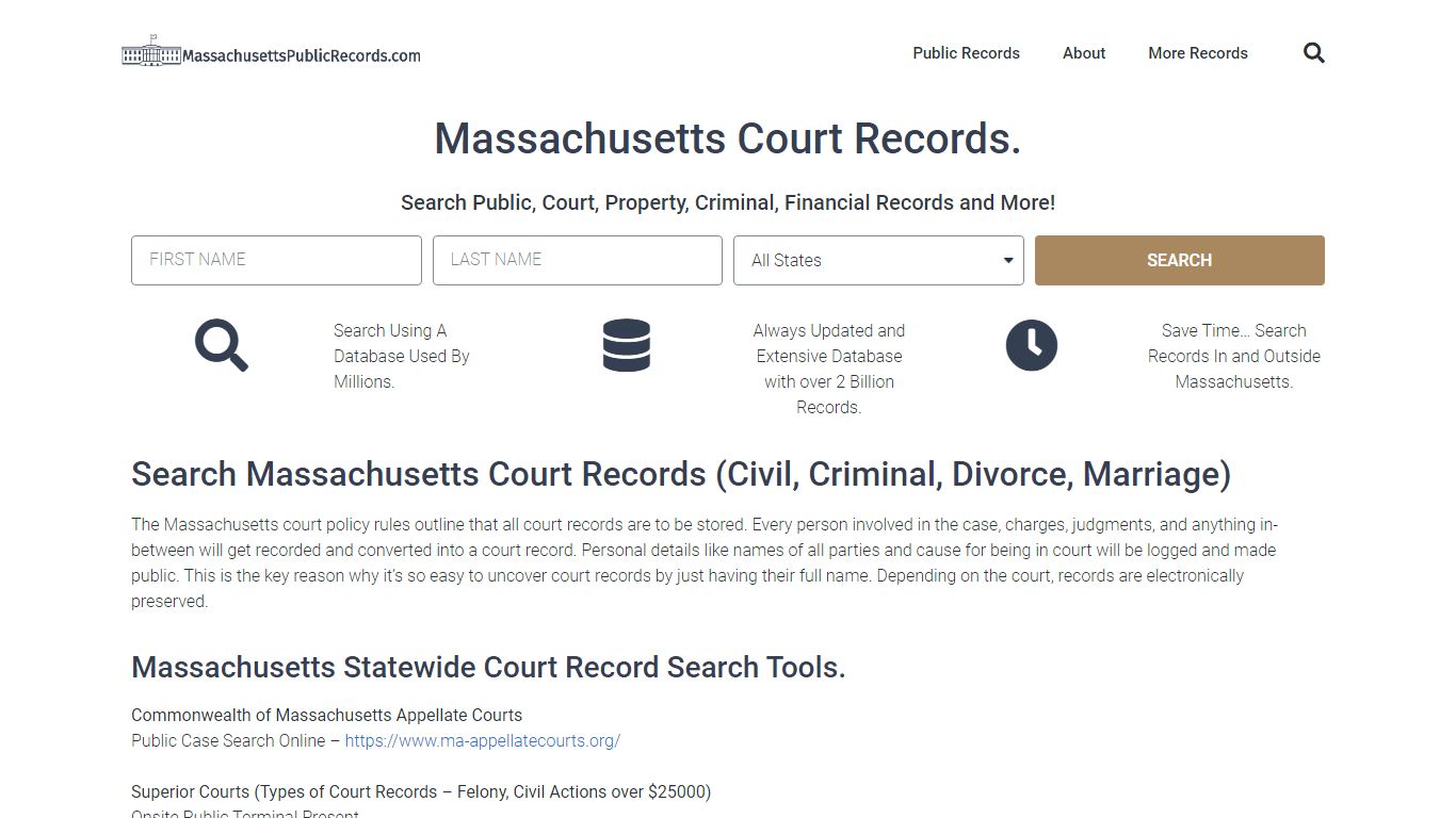 Massachusetts Court Records. - Massachusetts public records